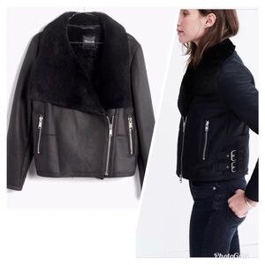 Madewell genuine shearling leather motorcycle jacket coat